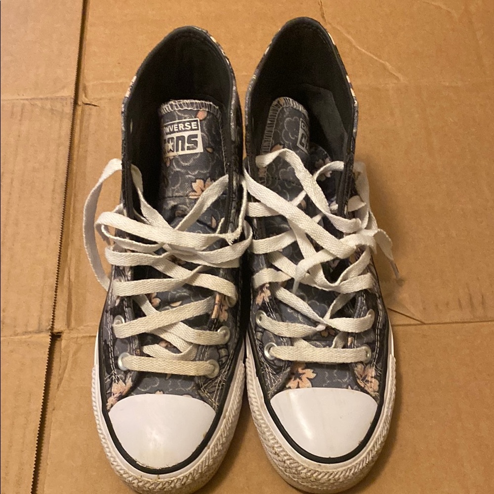 Converse Black and White Floral High-Tops